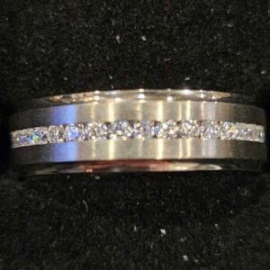 Men's new size 11 Tungsten steel and CZ band.